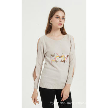 Crew Neck Hand Embrodiery Women Sweater